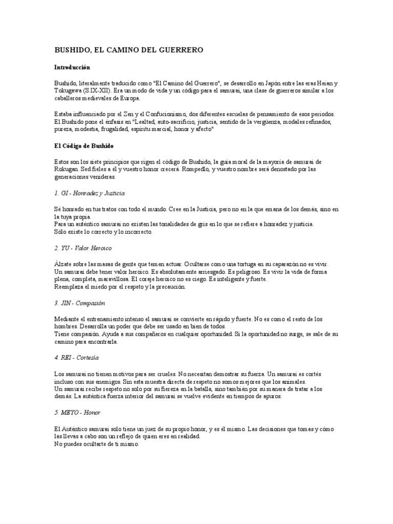 Bushido, El Camino Del Guerrero PDF | PDF | Bushido | Samurai