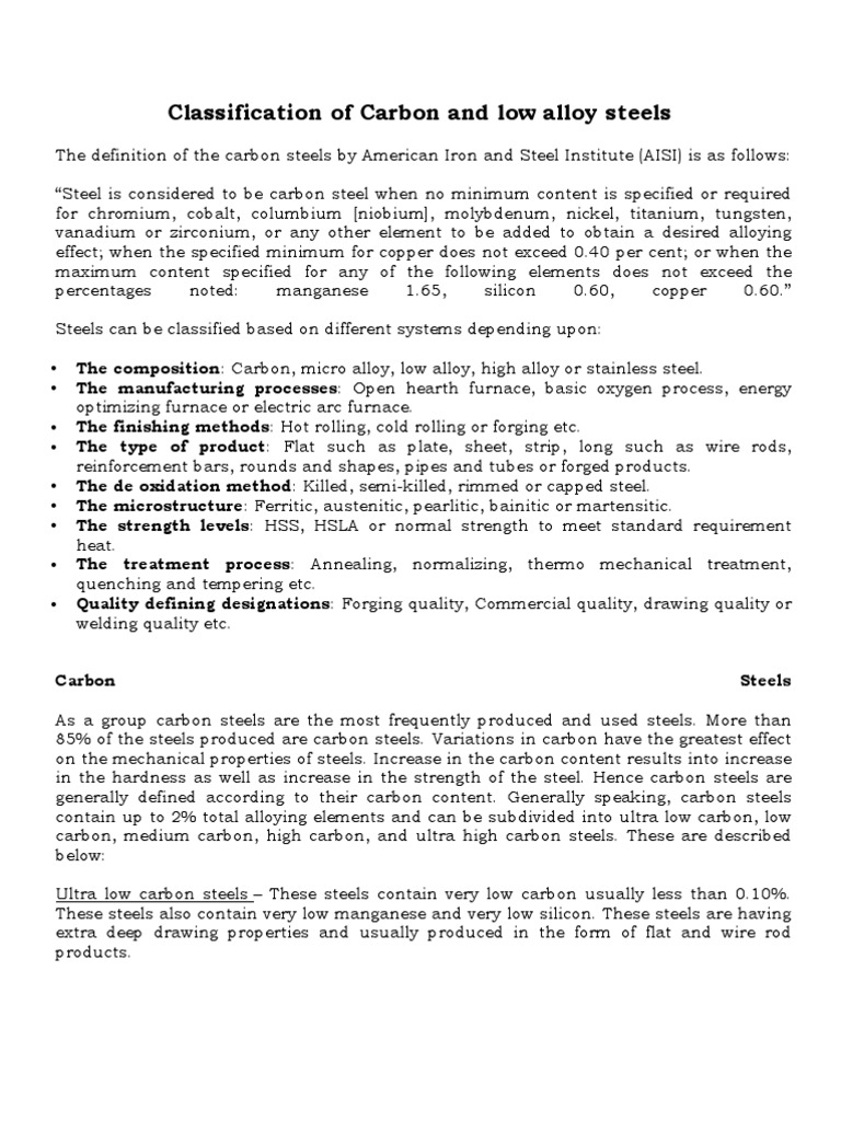 Carbon and Low Alloy Steel Classification | PDF | Heat Treating | Steel