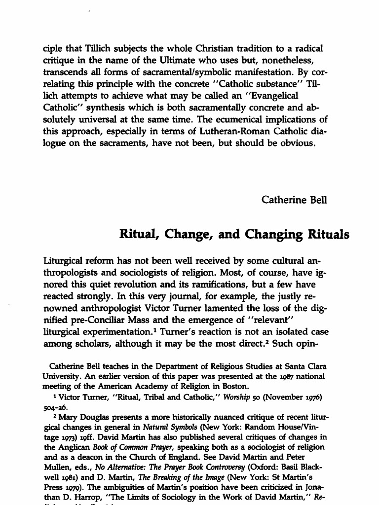 Bell - Ritual, Change, Changing Rituals PDF | PDF | Rituals | Catholic ...