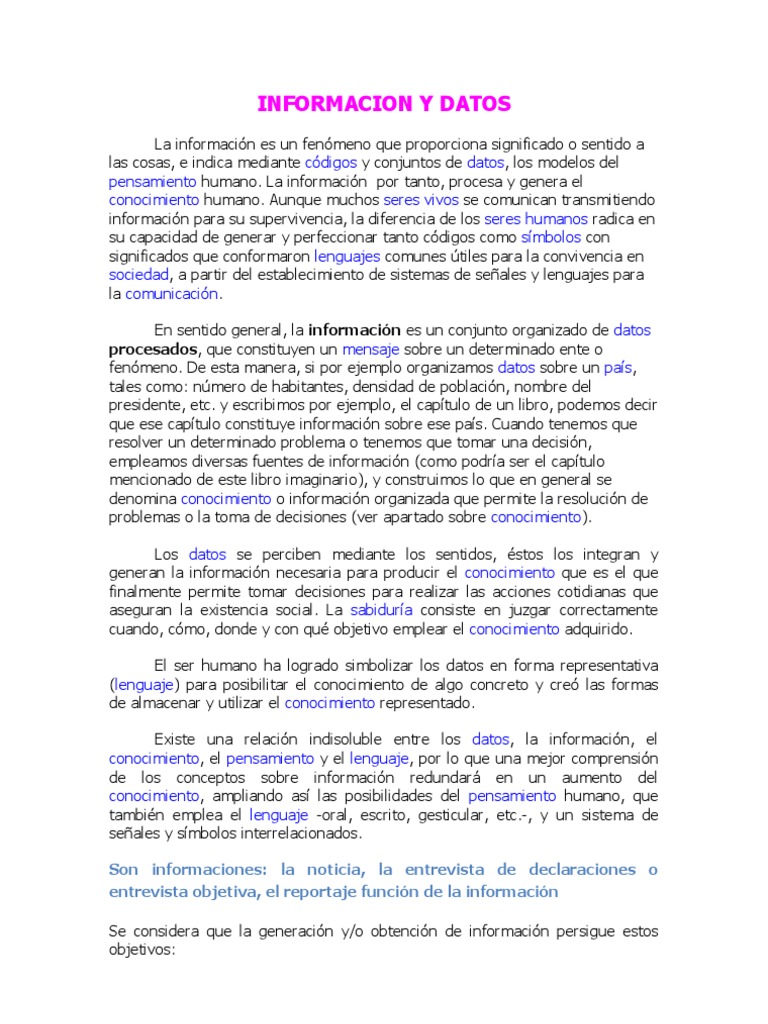 Información y Tratamiento de Datos | PDF | Información | Informática