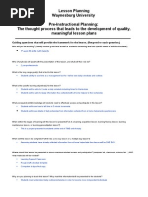 Daily Schedule Lesson Plan