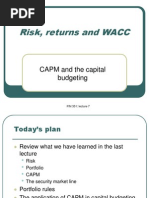 Risk, Returns and WACC: CAPM and The Capital Budgeting