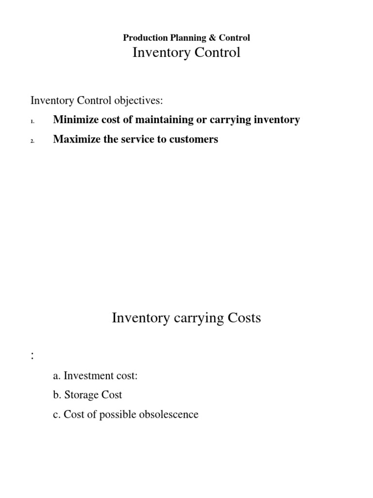 Inventory Control in Production Planning | PDF | Inventory | Demand