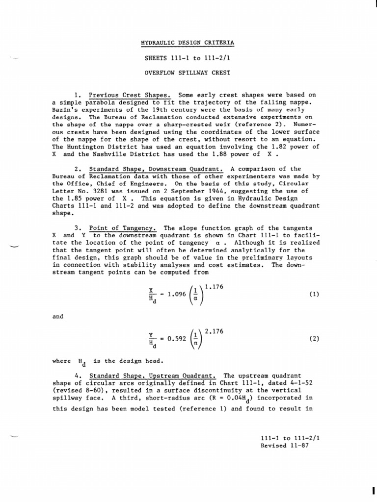 Hydraulic Design Criteria PDF Spillway Dam