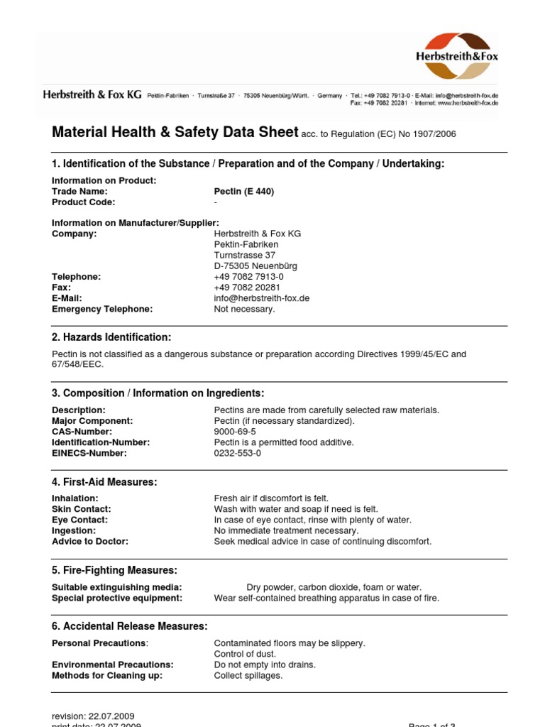 Material Health and Safety Data Sheet Occupational Safety And Health