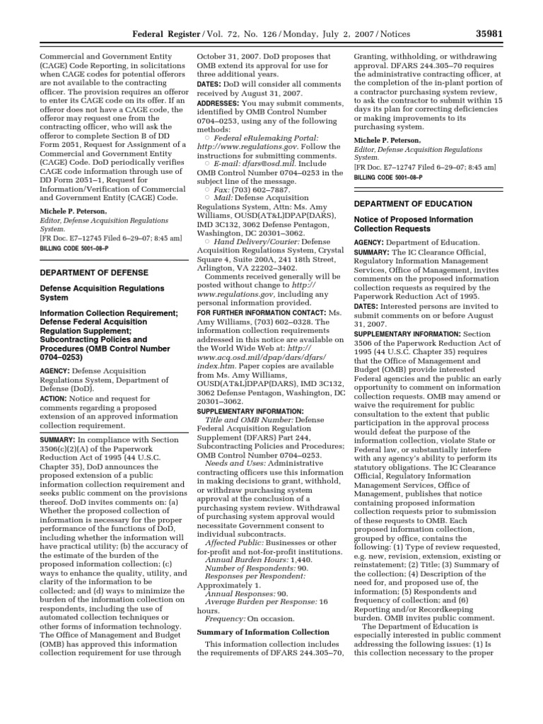 CAGE Code Reporting Requirements | PDF