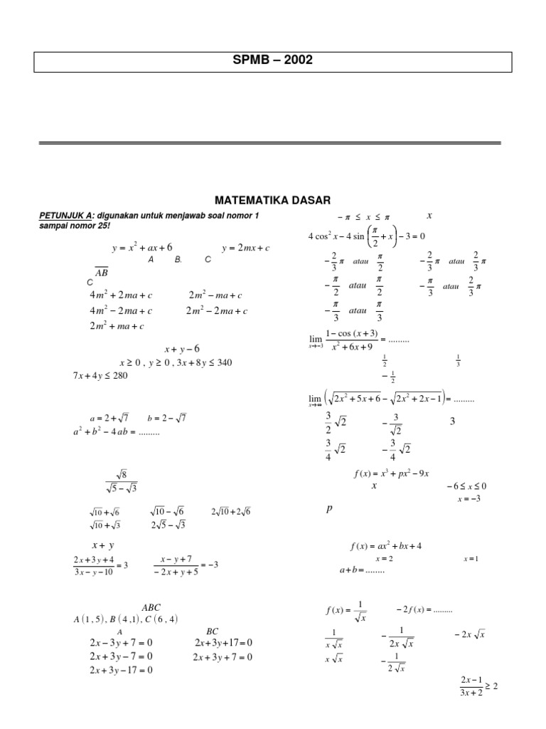 Soal Dan Pembahasan Spmb Ipa 2002
