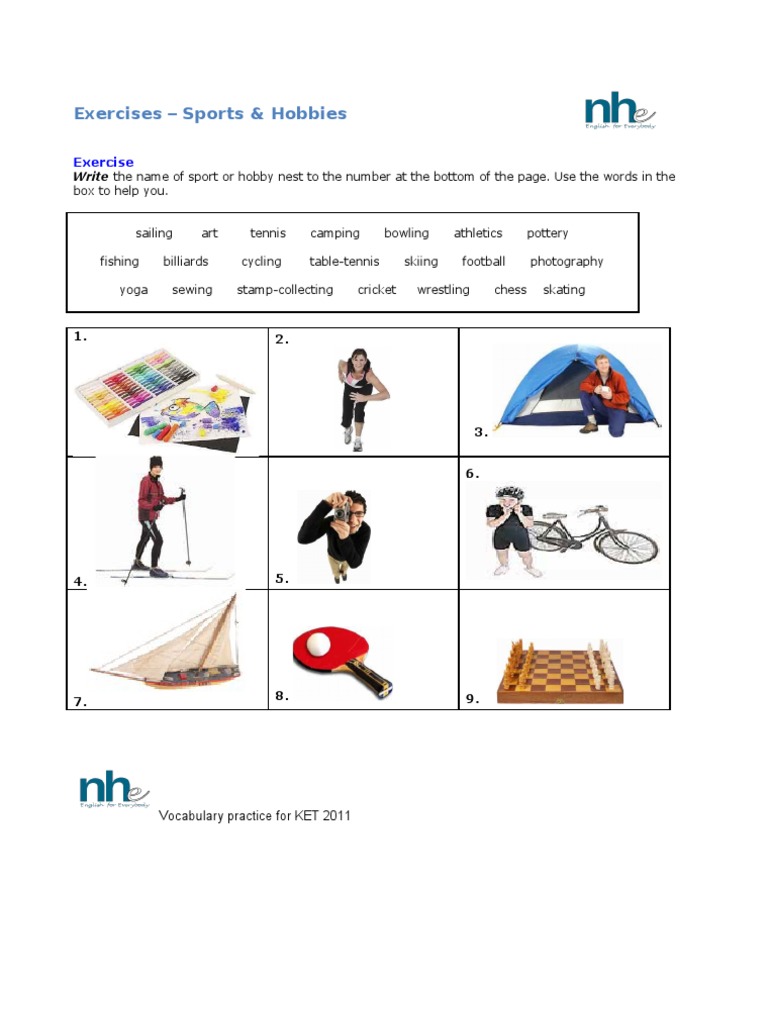 Sports and Hobbies Vocabulary Exercise | PDF