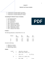 Material Cost Variance Analysis