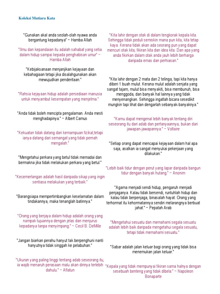 Koleksi Mutiara Kata Pdf
