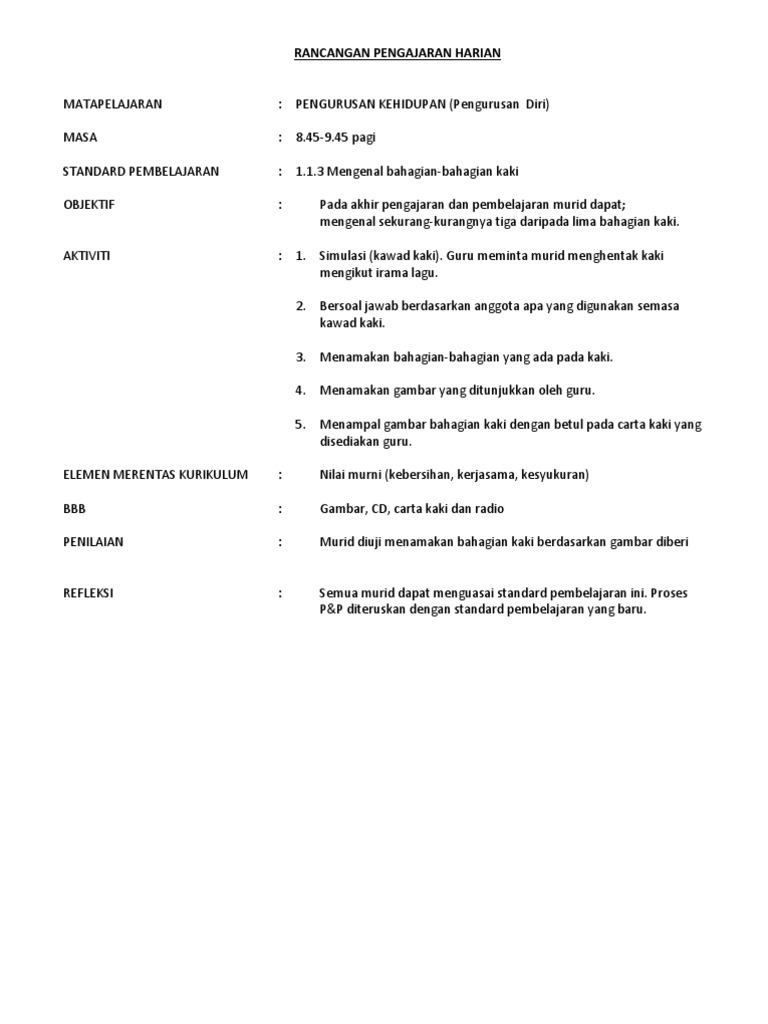 3 Cth Rph Pengurusan Diri Pdf