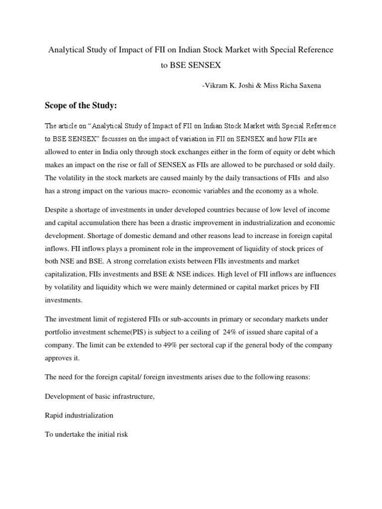 FII Impact on Indian Stock Market Volatility | PDF | Investing | Stocks