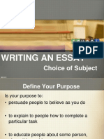 Writing An Essay: Choice of Subject