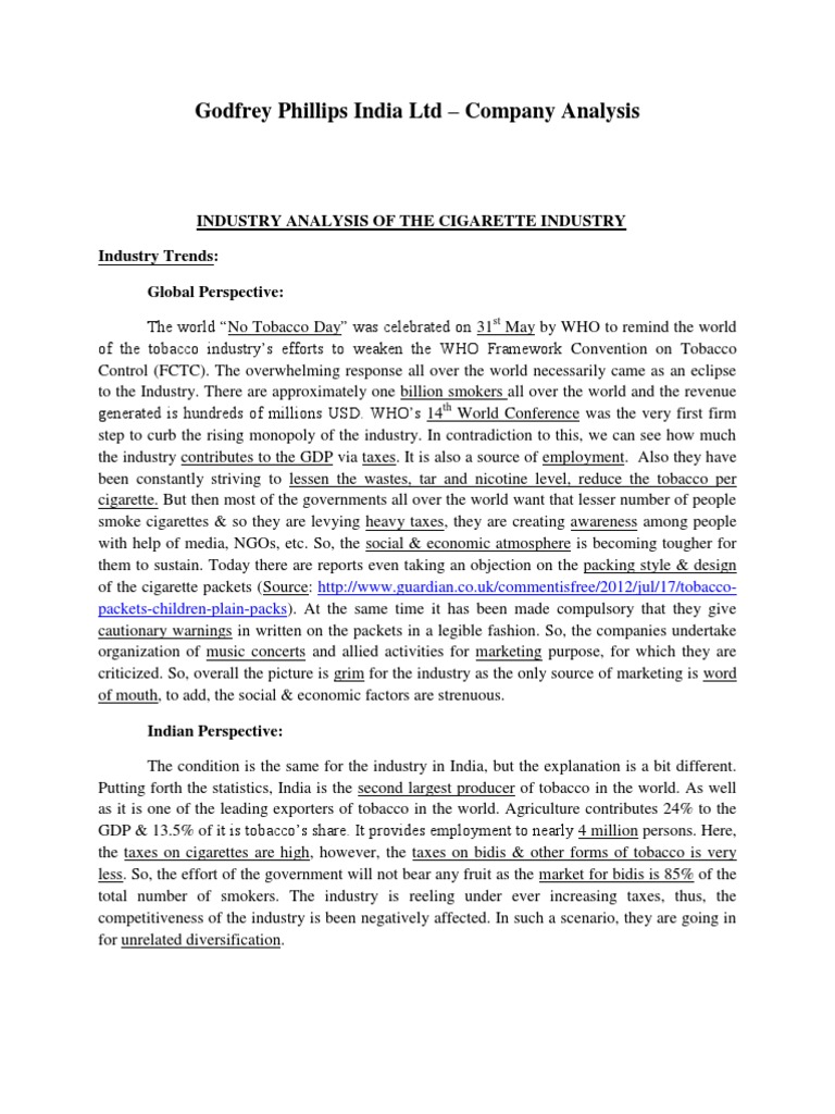 GODFREY PHILLIPS INDIA LTD - CompanyAnalysis2934234 | PDF | Cigarette ...