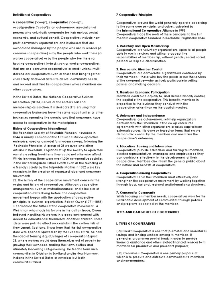 Understanding Cooperatives Defined | PDF | Cooperative | Social Economy