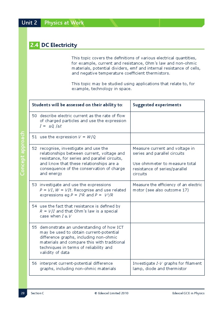 Spec Unit 2 4 DC Electricity | PDF | Electrical Resistance And ...