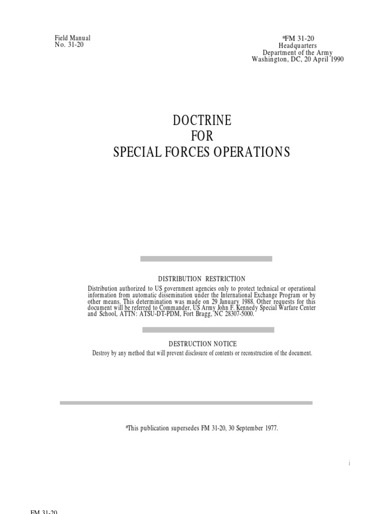 Us Army FM 31-20 Doctrine For Special Forces Operations PDF | PDF