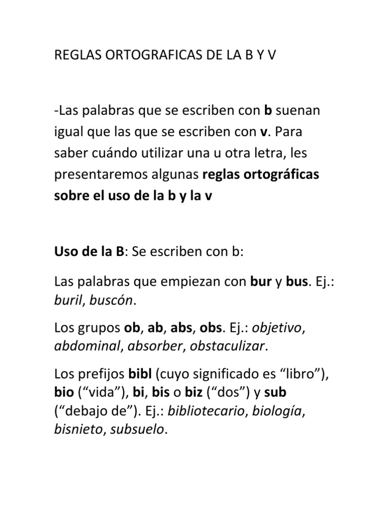 Reglas Ortograficas de La B y V | PDF | Verbo | Tipología Lingüística