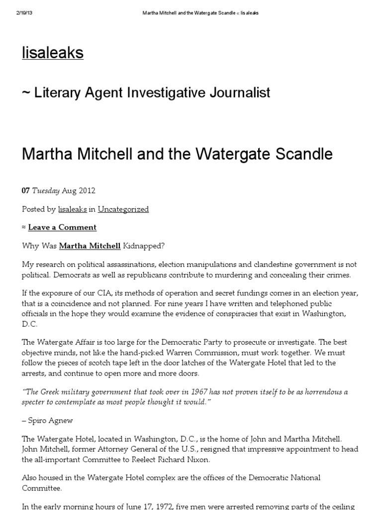Martha Mitchell and The Watergate Scandle Lisaleaks Download Free PDF