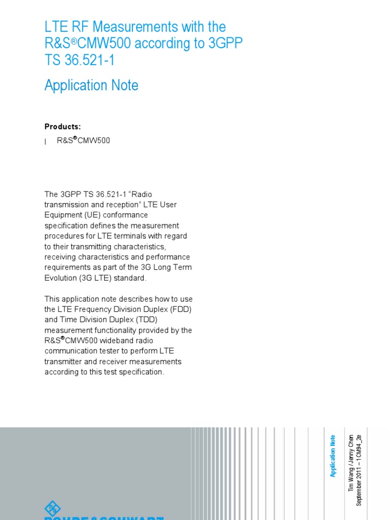 Application note lte rf measurements with the r s cmw500 according to