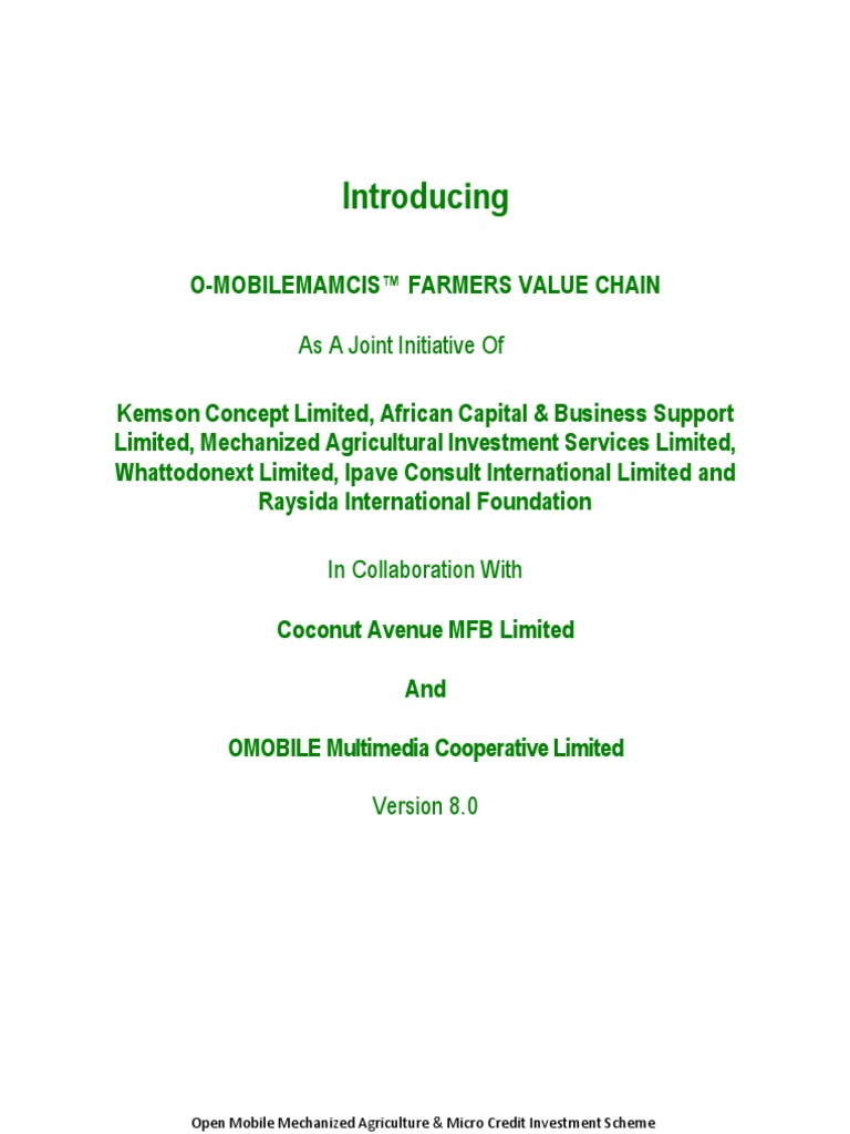 Introducing OMobile Mfiflex Collectplus Agric Micro Credit Programme