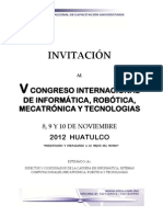 INVITACION AL V CONGRESO DE INFORMATICA,  ROBÓTICA, MECATRÓNICA Y TECNOLOGIAS  huatulco