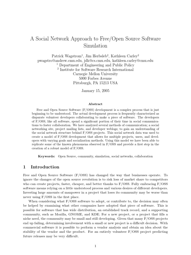 Social Network Simulation in F/OSS | PDF | Social Network | Simulation