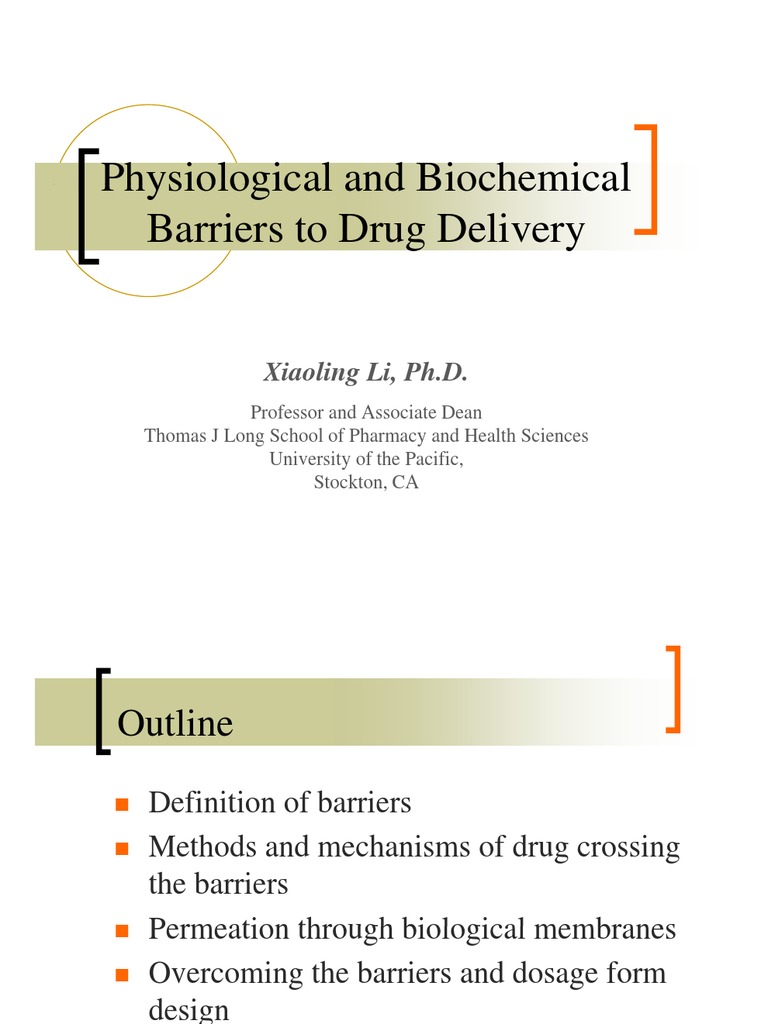Physiological Barriers to Drug Absorption Gastrointestinal Tract