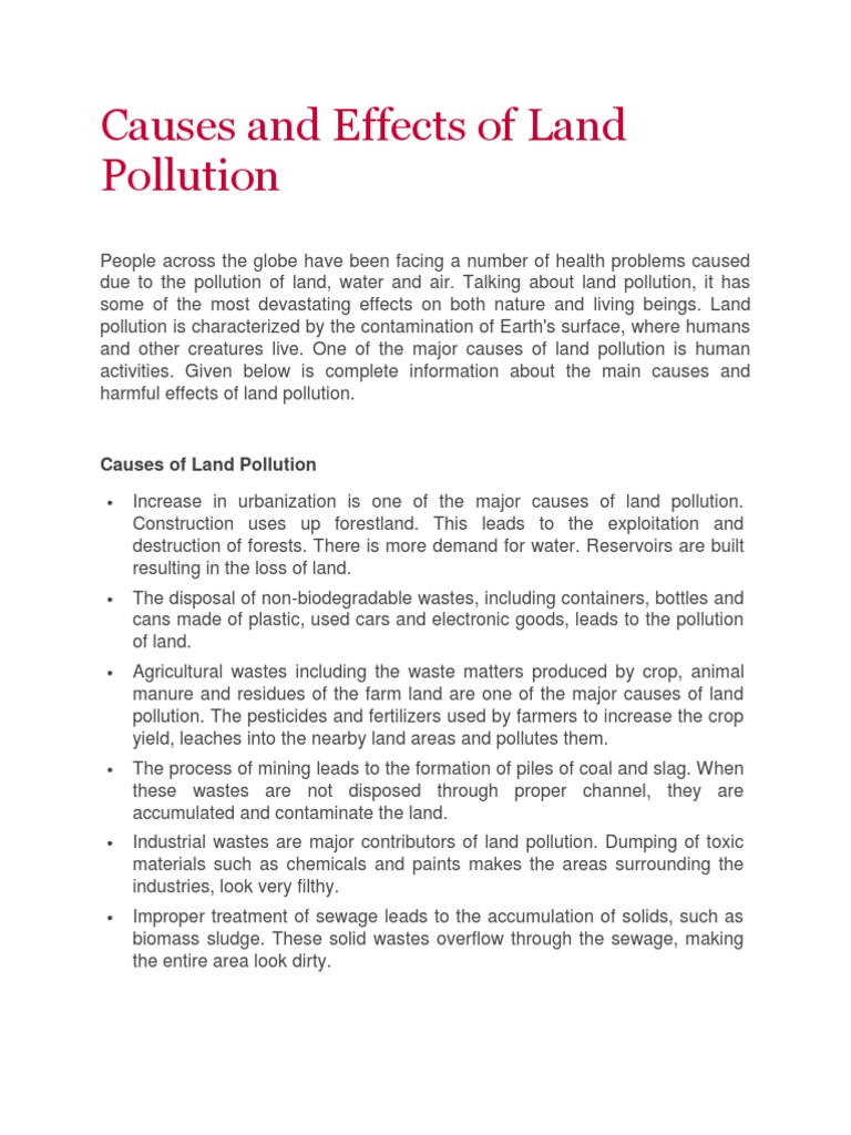 essay about land pollution