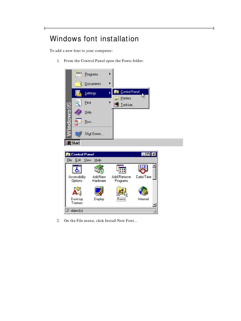 Installing Fonts on Windows 8/7 | PDF | Ibm Pc Compatibles | Operating ...