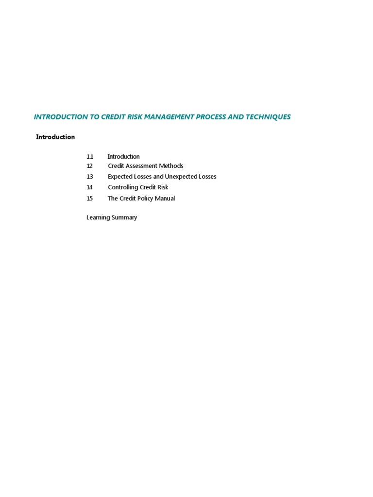 Credit Risk Management Guide | PDF | Credit Risk | Credit Rating