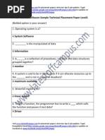 Sonata Software Sample Technical Placement Paper Level1