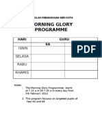 Morning Glory Programme: Isnin Selasa Rabu Khamis
