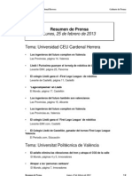 Resumen Prensa CEU-UCH 25-02-2013