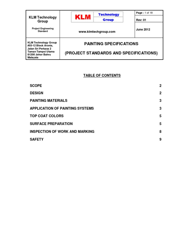 Project Standard and Specifications Painting Specifications Rev01web