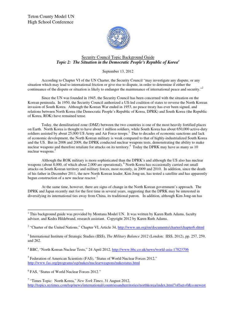 SC 12 Topic DPRK Final | PDF | North Korea | World Politics