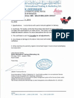 Level Calibration Certificate