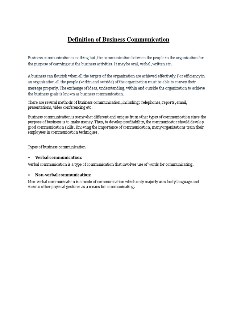 Definition of Business Communication | PDF