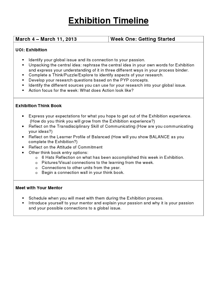 Exhibition Timeline PDF Mentorship Academic Publishing