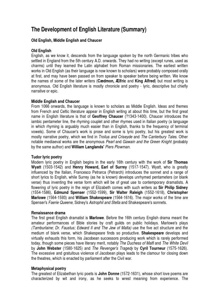 The Development of English Literature | PDF