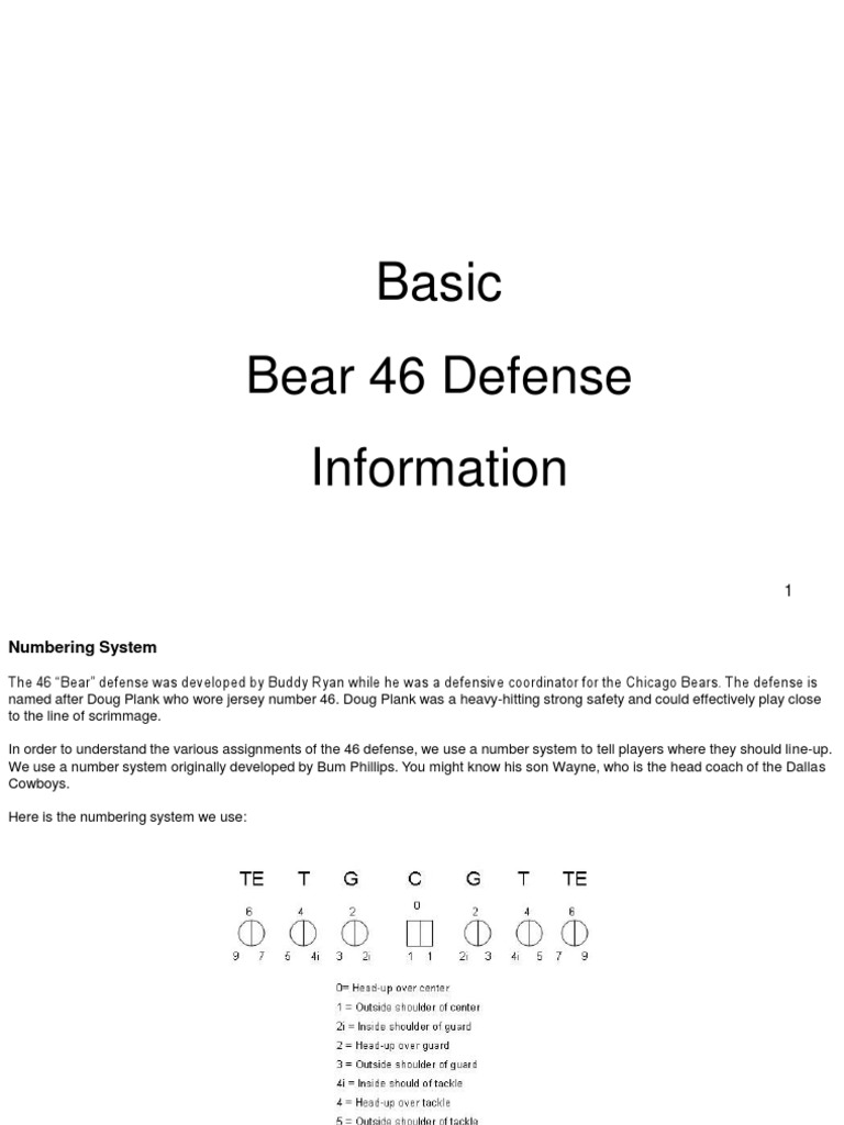 46 Bear Defensive Playbook PDF Gridiron Football Football Codes
