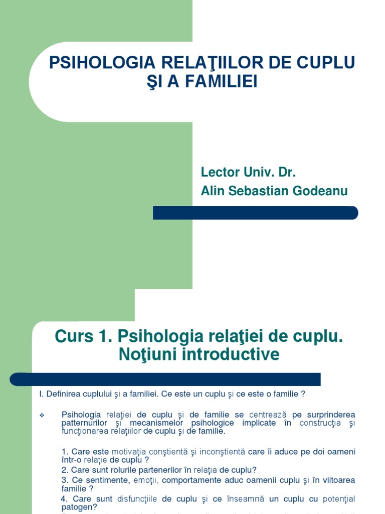 C1. Psihologia Relaţiilor de Cuplu Şi A Familiei | PDF