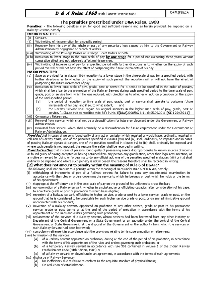 D&A Rules 1968: Penalties Overview | PDF | Employment | Salary