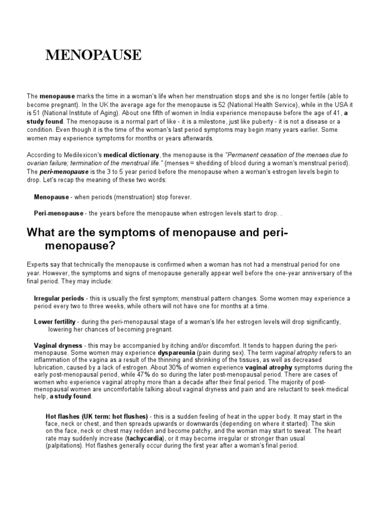 Understanding Menopause and Symptoms | PDF