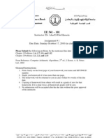 Instructor: Dr. Alaa El-Din Hussein Assignment # 1 Due Date: Sunday October 17, 2010 (In Class)