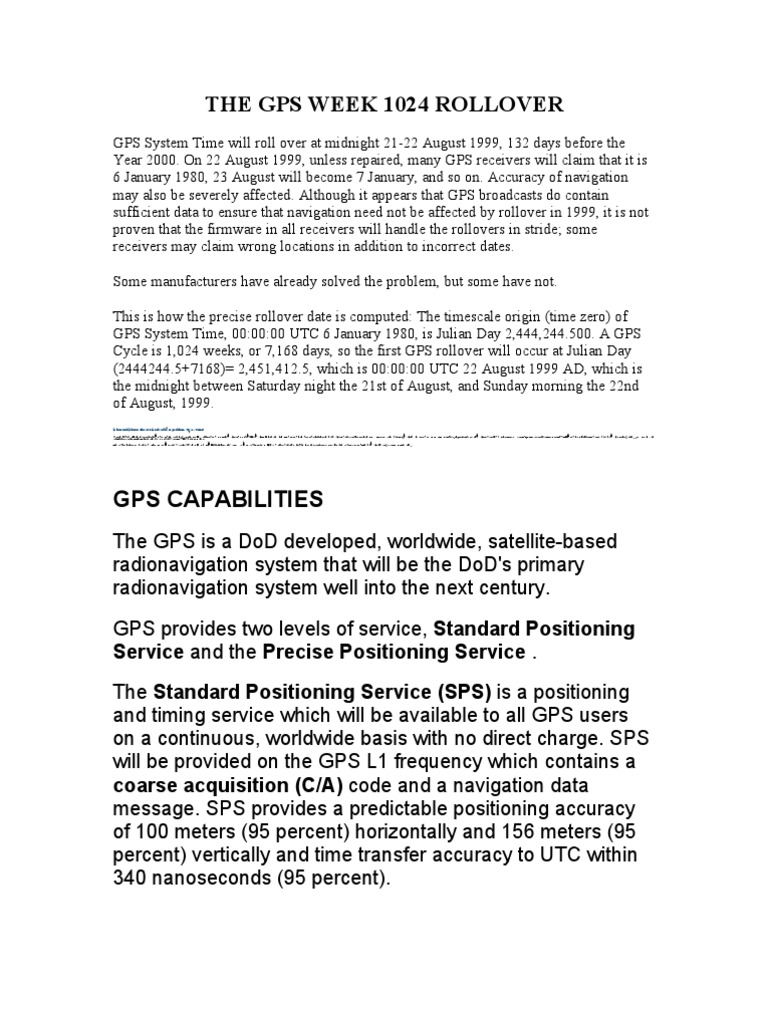 Gps Rollover, SPS&PPS, PRN Numbers PDF Global Positioning System