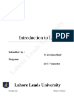 Introduction To I.T: Lahore Leads University