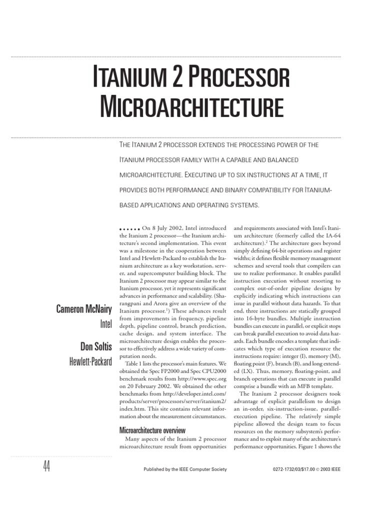 Itanium 2 Processor Microarchitecture Overview | PDF | Technology ...