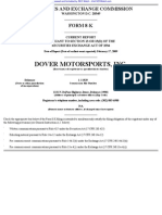 DOVER MOTORSPORTS INC 8-K (Events or Changes Between Quarterly Reports) 2009-02-20