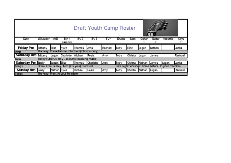 Youth Camp Roster | PDF | Art